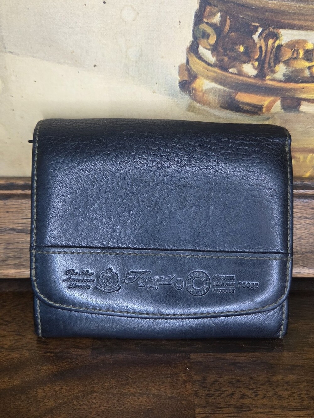 Vintage Fossil Black Genuine Leather Wallet